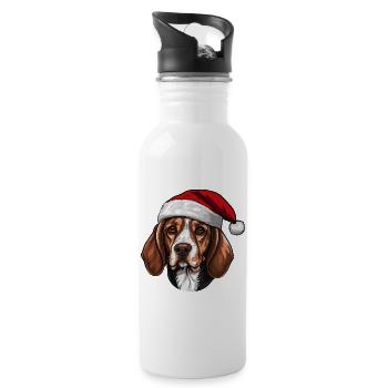 Tête de chien Beagle Noël Noël - Gourde avec paille intégrée - blanc - Droite