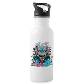 Graffiti Street Art Spray Colors Cool Artist Retro - Water bottle with straw - white - Right