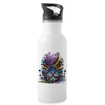 graffiti street art spray colors cool artist retro - Water bottle with straw - white - Right