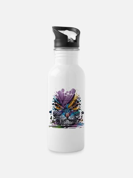 graffiti street art spray colors cool artist retro - Water bottle with straw - white