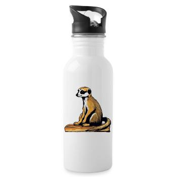 Cute meerkat - Water bottle with straw - white - Right