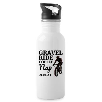 Gravel Ride Kaffee, Nickerchen, Wiederholungsabenteuer warten - Trinkflasche mit integriertem Trinkhalm - Weiß - Rechts