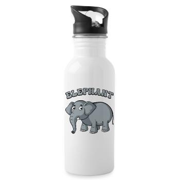 Arc d’éléphant dessin animé sur noir - Gourde avec paille intégrée - blanc - Droite