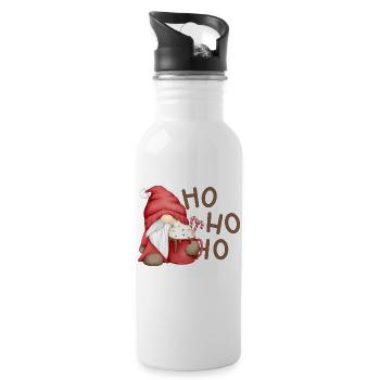 Weihnachtswichtel mit Schokotasse - Trinkflasche mit integriertem Trinkhalm - Weiß - Rechts