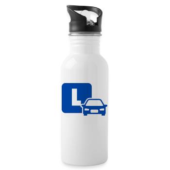 blaues L - Lili - Trinkflasche mit integriertem Trinkhalm - Weiß - Rechts