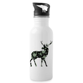 Hirsch - Trinkflasche mit integriertem Trinkhalm - Weiß - Rechts