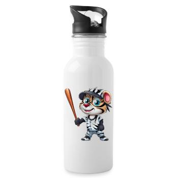 Zebra Baseballspieler Dynamisch - Trinkflasche mit integriertem Trinkhalm - Weiß - Rechts