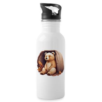 Niedlicher Bär - Trinkflasche mit integriertem Trinkhalm - Weiß - Rechts