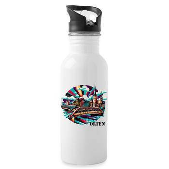 Olten - Trinkflasche mit integriertem Trinkhalm - Weiß - Rechts
