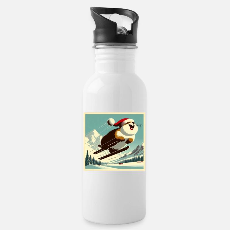 Marmotte Ski Vintage - Gourde avec paille intégrée - blanc