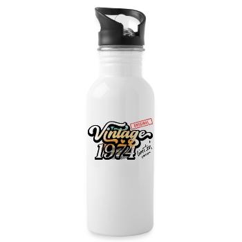 1974 Vintage Retro Geburtstagsgeschenk - Trinkflasche mit integriertem Trinkhalm - Weiß - Rechts