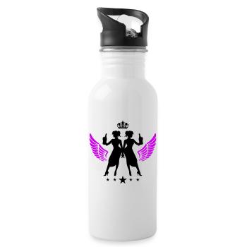 Drunk Silhouette Celebrating Party Girl - Water bottle with straw - white - Right