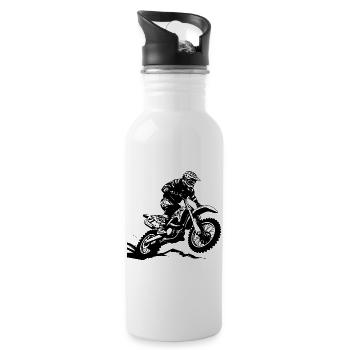 Motocross Bike Sport - Water bottle with straw - white - Right