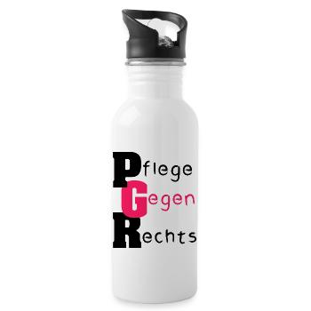 Pflege Gegen Rechts - Trinkflasche mit integriertem Trinkhalm - Weiß - Rechts