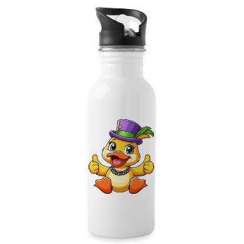 Mardi Gras Duck: Thumbs Up - Water bottle with straw - white - Right