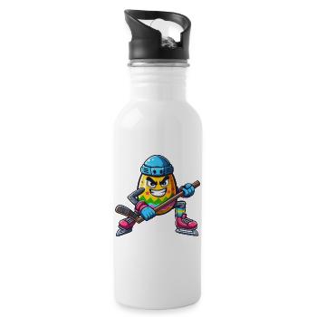 Osterei Eishockey Design | Eishockeyspieler - Trinkflasche mit integriertem Trinkhalm - Weiß - Rechts