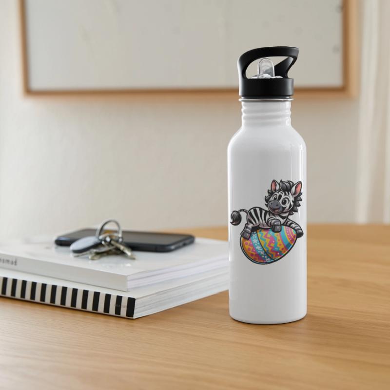Easter Zebra Easter Egg Comic Water bottle with straw