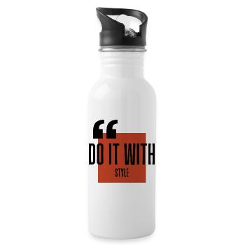 Bit Wit Style Logo - Trinkflasche mit integriertem Trinkhalm - Weiß - Rechts