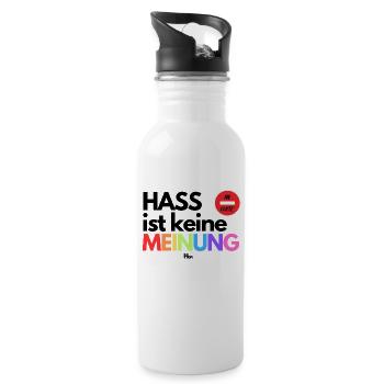 HASS ist keine MEI Facebook Post - Trinkflasche mit integriertem Trinkhalm - Weiß - Rechts