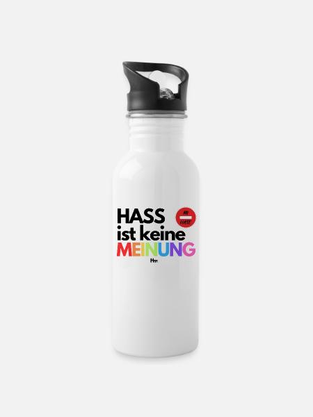 HASS ist keine MEI Facebook Post - Trinkflasche mit integriertem Trinkhalm - Weiß