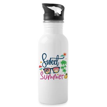 Süßer Sommer - Trinkflasche mit integriertem Trinkhalm - Weiß - Rechts