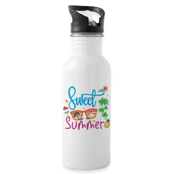 Süßer Sommer - Trinkflasche mit integriertem Trinkhalm - Weiß - Rechts