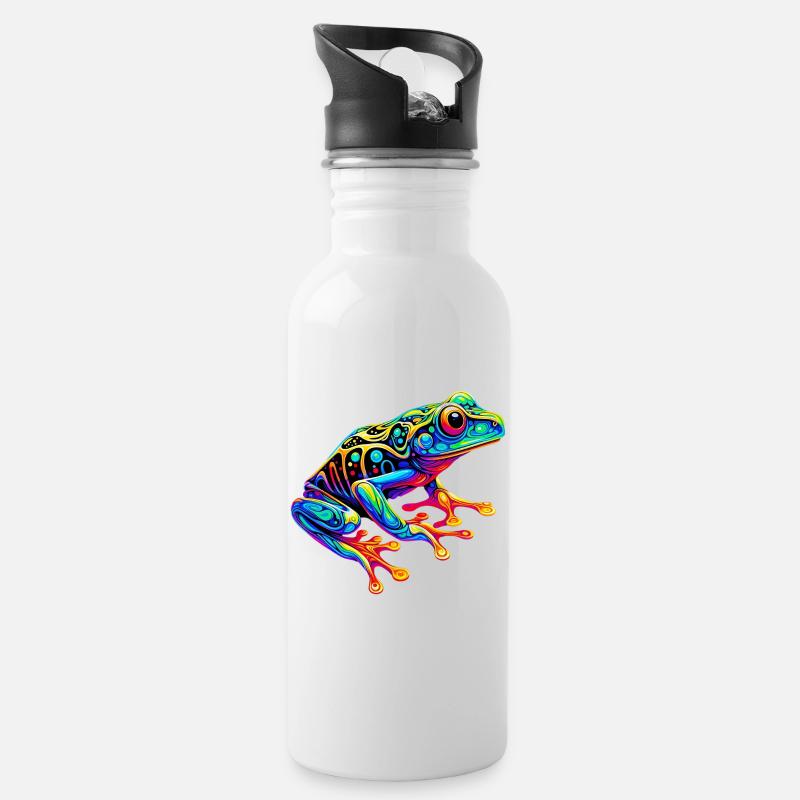 Frosch - Trinkflasche mit integriertem Trinkhalm - Weiß