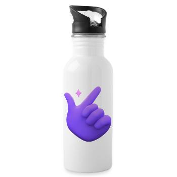 3D Hand Snapping Fingers - Water bottle with straw - white - Right