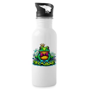 Grenouille à la couronne du roi - Gourde avec paille intégrée - blanc - Droite
