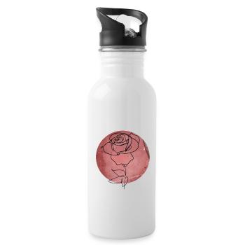 Rose minimalism - Water bottle with straw - white - Right