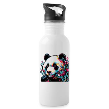 Panda - Trinkflasche mit integriertem Trinkhalm - Weiß - Rechts