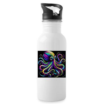 Krake - Trinkflasche mit integriertem Trinkhalm - Weiß - Rechts