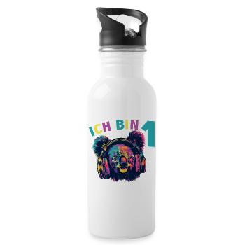 1.Geburtstag Koala Koalabär mit Kopfhörer Musik - Trinkflasche mit integriertem Trinkhalm - Weiß - Rechts