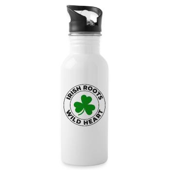 Wild Heart: Lustiges irisches Mädchen-Design - Trinkflasche mit integriertem Trinkhalm - Weiß - Rechts