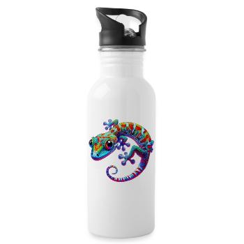 Gecko - Trinkflasche mit integriertem Trinkhalm - Weiß - Rechts