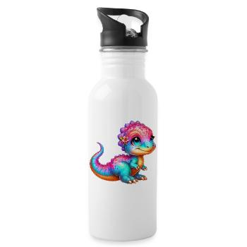 Dinosaurier - Trinkflasche mit integriertem Trinkhalm - Weiß - Rechts
