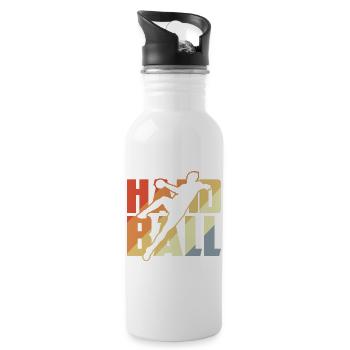 Vintage Handball - Trinkflasche mit integriertem Trinkhalm - Weiß - Rechts