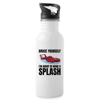 Splash Alert: Wasserflugzeug-Rennen Fun Wassersport - Trinkflasche mit integriertem Trinkhalm - Weiß - Rechts