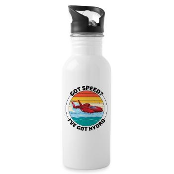 Hydro-Speed-Rennen: Spannender Wasserflugzeug-Humor - Trinkflasche mit integriertem Trinkhalm - Weiß - Rechts