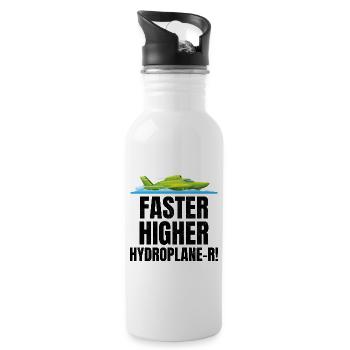 Hydro-Humor: Beschleunigen, Hoch hinaus im Rennsport - Trinkflasche mit integriertem Trinkhalm - Weiß - Rechts