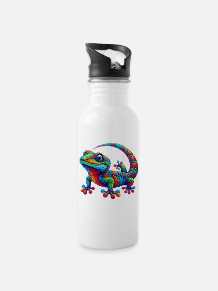 Gecko - Gourde avec paille intégrée - blanc