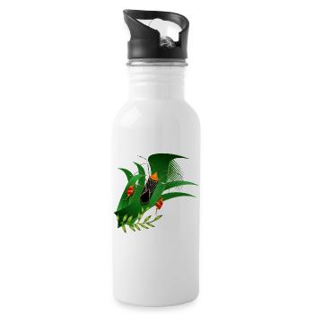 Anisoscelis alipes leaf-footed bug and green leaves - Water bottle with straw - white - Right
