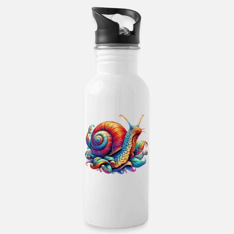 Schnecke - Trinkflasche mit integriertem Trinkhalm - Weiß
