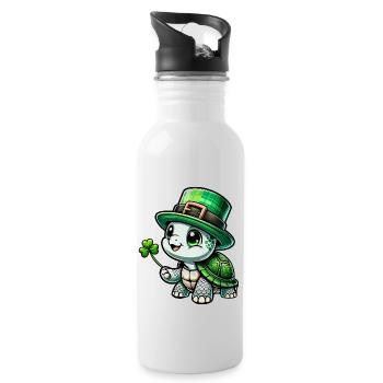 St. Patrick's Schildkröte Fest - Trinkflasche mit integriertem Trinkhalm - Weiß - Rechts
