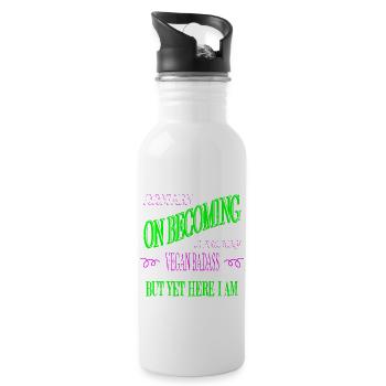 Awesome Earth Pro Vegan Vegan Meal Present Idea - Water bottle with straw - white - Right