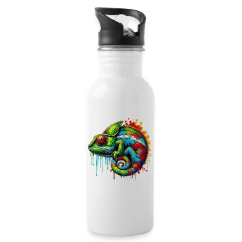 Chamäleon - Trinkflasche mit integriertem Trinkhalm - Weiß - Rechts