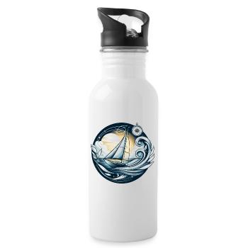 Segler gehen segeln mit einem Segelboot - Trinkflasche mit integriertem Trinkhalm - Weiß - Rechts