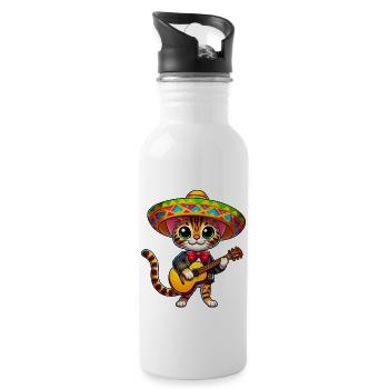 Bengal Cat célèbre le Cinco de Mayo en tant que Mariachi - Gourde avec paille intégrée - blanc - Droite
