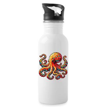 Krake - Trinkflasche mit integriertem Trinkhalm - Weiß - Rechts