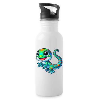 Gecko - Trinkflasche mit integriertem Trinkhalm - Weiß - Rechts